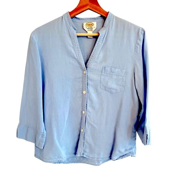 Talbots Womens Irish Linen Button Up Top Size MP Beach Preppy Casual Travel - Picture 1 of 6